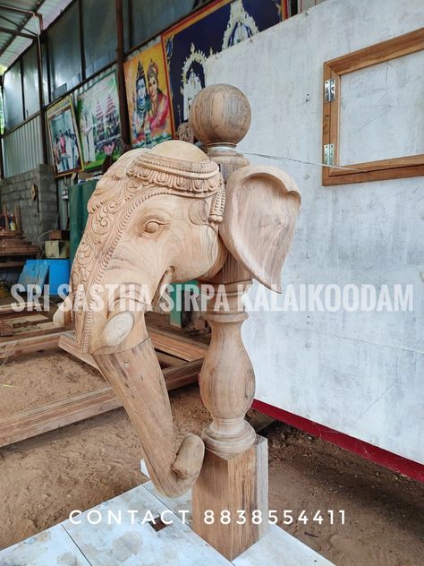 Shiva Face, Wooden Railing, Door Design Photos, Elephant Face, Door Design Images, Face Carving, Sculpture Art Clay, Bike Photography, Indian Sculpture