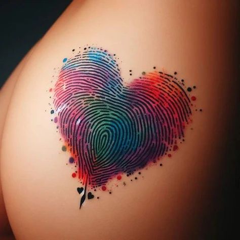 Chest Neck Tattoo, Watercolor Heart Tattoos, Fingerprint Heart Tattoos, Minimalist Symbols, Married Couple Tattoos, One Direction Tattoos, Fingerprint Tattoos, Designs Quotes, Small Matching Tattoos