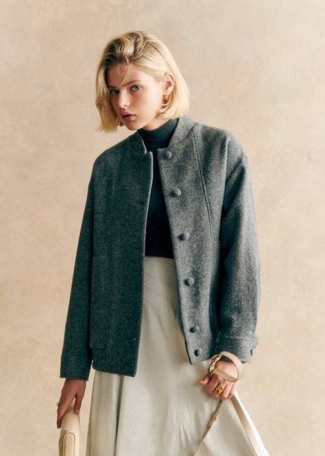 Ryler Coat - Grey - Virgin wool - Sézane Sezane Coat, Sezane Mederick Coat, Sezane Will Jacket, Sezane Coats & Jackets, Sezane Winter 2022, Band Patches, Winter Shopping, Chic Shirts, French Girl