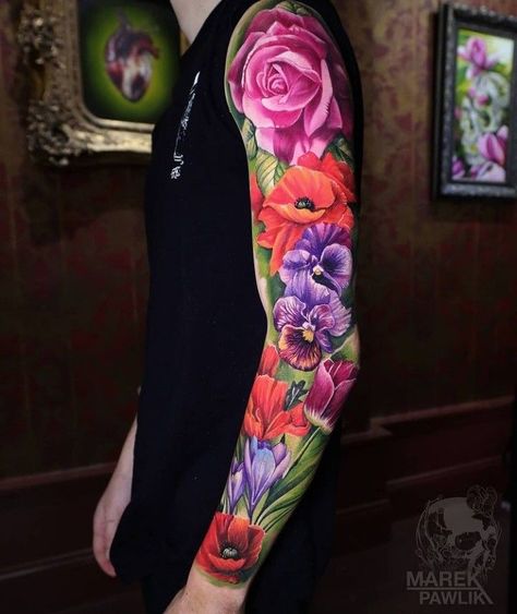 Unique Half Sleeve Tattoos, Puzzle Tattoos, Flowers Poppies, Tattoo Appointment, Rose Tattoos For Men, Newyork Manhattan, Beautiful Tattoos For Women, Forarm Tattoos, Flower Tattoo Arm