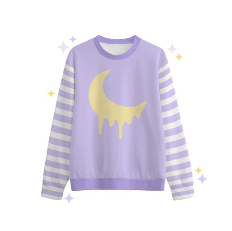 ⚝ Crescent Moon Sweatshirt Pullover Top is a great sweatshirt to wear when you're ready to get cozy and stylish. Its made of 100% Cotton and has a medium weight that leaves you feeling snug like a bug. A soft sweatshirt with vibrant print! Makes a perfect birthday gift or gift for egirls! Lounge in this soft sweatshirt and chill - or gift it to that Kawaii Grunge loving friend!⚝ 💟Product Details: ❥Handmade design  ❥Breathable & Soft Comfort. ❥Regular fit (round neckline, unisex sizing, Fabric W Kawaii Pastel Clothes, Pastel Aesthetic Clothes, Pastel Outfits Aesthetic, Witch Clothes, Outfits Purple, Kawaii Grunge, Grunge Kawaii, Moon Sweatshirt, Pastel Shirt