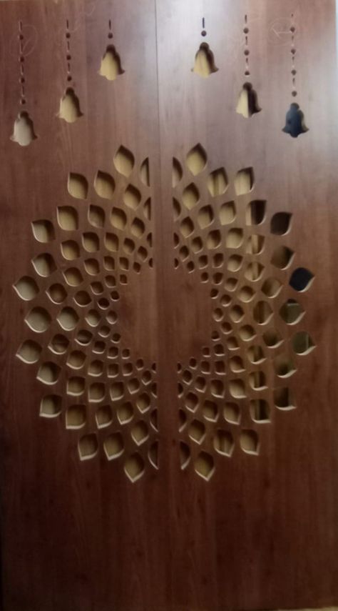 Mandir Door Cnc Design, Pooja Door Cnc Design, Pooja Room Tiles Design, Pooja Door Design Modern, Pooja Room Door Design Modern, Pooja Room Double Door Designs, Pooja Cupboard, Puja Design, Pooja Units