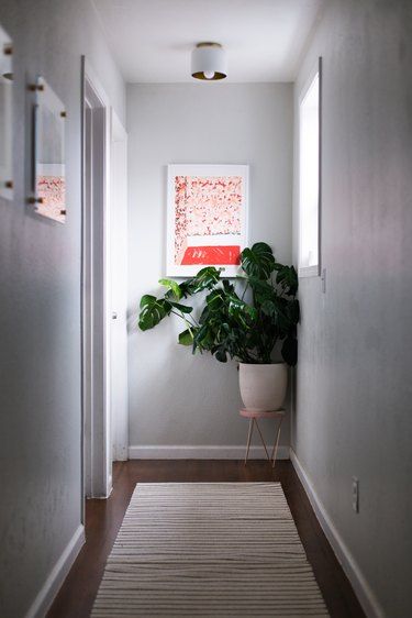 Narrow Hallway Lighting, Modern Hallway Lighting, Mid Century Modern Hallway, Hallway Lighting Ideas, Mid Century Hallway, Hallway Ceiling Lights, Hallway Lamp, Modern Hall, Hallway Light Fixtures