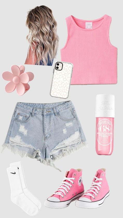 pink summer preppy outfit #summer #outfit #preppy #pink Preppy Jean Shorts Outfit, Summer Jean Shorts, Outfit Preppy, Outfit Planning, Carryon Bag, Jean Short Outfits, Preppy Girls, Preppy Summer Outfits, Preppy Clothes