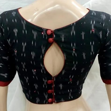 Designer Blouse Patterns Unique Work, Fancy Blouse Neck Designs, Blouse Black Designs, Ikkat Blouse Designs Cotton, Neck Blouse Designs Patterns, Latest Fashion Blouse Designs, Cotton Blouse Pattern, Plain Blouse Designs, Black Blouse Designs