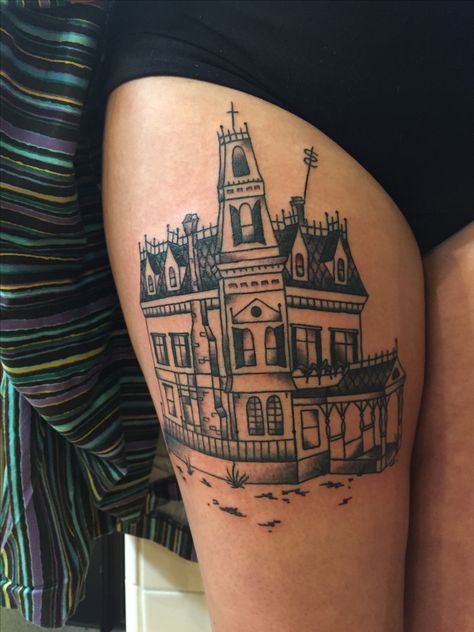 Adams Family House Tattoo, Addams Family House Tattoo, Adam’s Family Tattoo, Mansion Tattoo, Addams Family Mansion, Addams Family Tattoo, Wednesday Addams Tattoo, Body Doodles, Family Mansion