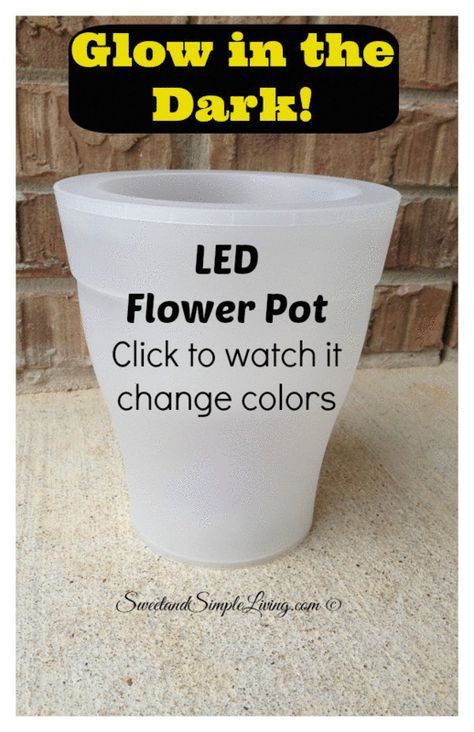 Glow In The Dark Planters, Diy Glow In The Dark, Outdoor Tree Lighting, Backyard Trees, Diy Glow, Planter Project, Led Flower, Outdoor Trees, Backyard Lighting