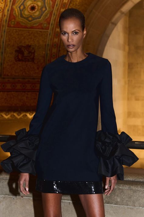 Greta Constantine Fall 2024 Ready-to-Wear Collection | Vogue Greta Constantine, Dramatic Fashion, Statement Sleeves, Fitted Mini Dress, Fall 2024, Black Tie, Evening Wear, Round Neckline, Fashion Show