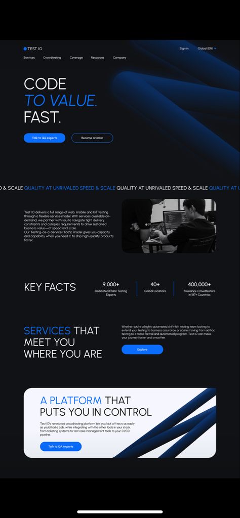 Black And Blue Website Design, Web Slider Design, Black Website Design, Agency Website Inspiration, Web Design Black, Black Website, Tech Website, Blue Website, Web Design User Interface