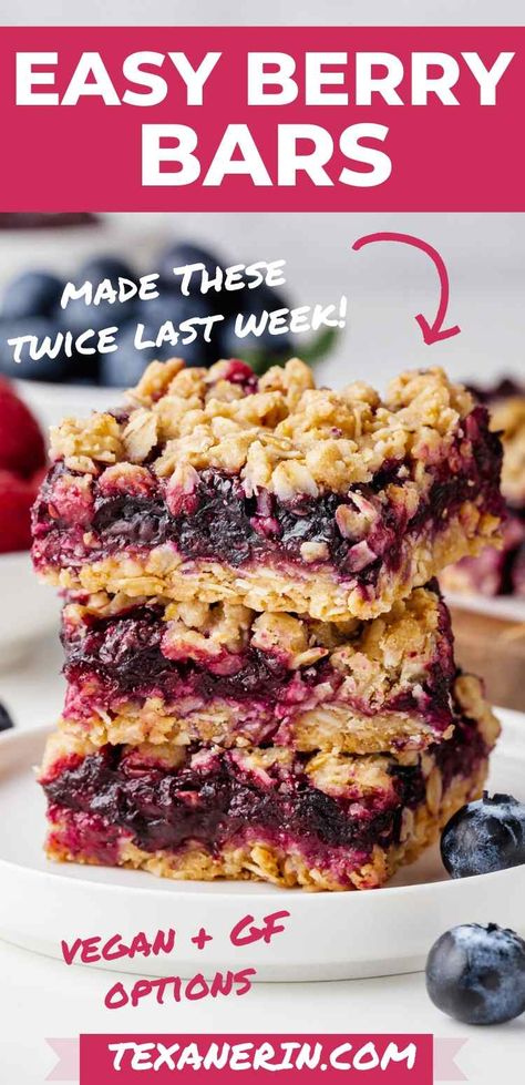 Mixed Berry Oat Bars, Berry Oat Bars Healthy, Berry Easy Jam Bars, Gluten Free Berry Crumble, Oat Berry Bars, Oatmeal Berry Bars, Gluten Free Dairy Free Bars, Gluten Free Berry Desserts, Berry Bars Recipe