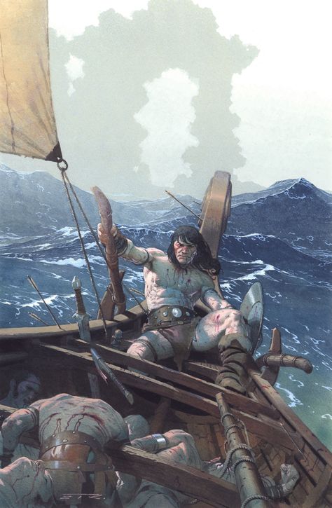 Esad Ribic - Conan the Barbarian #5 - Cover Painting Comic Art Conan The Barbarian Comic, Bronze Age Civilization, Cover Painting, Adventure Fiction, Conan Comics, Rennaissance Art, Conan The Barbarian, Art Comic, Pulp Art