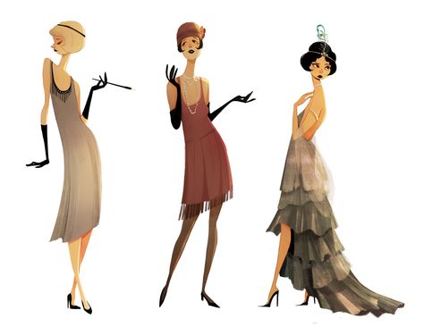 character design assignment for this week 1920s Art Deco style girls Fashion Cartoon, 1920s Art, Concept Art Drawing, 1920s Art Deco, 1920s Fashion, Cartoon Character Design, 영감을 주는 캐릭터, Illustration Character Design, Art Deco Style