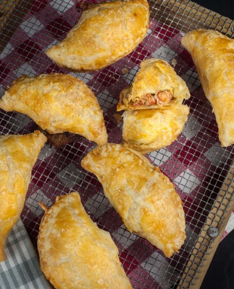 Crawfish Hand Pies close up Crawfish Pies, Crawfish Dishes, Crawfish Pie, Puff Pastry Shells, Pies Savory, Hand Pies Savory, Crawfish Recipes, Louisiana Cooking, Creole Food