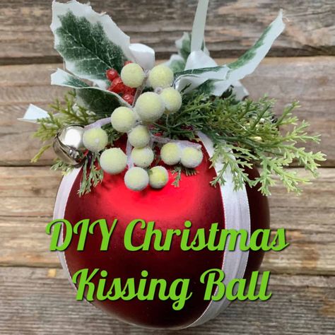 Make a DIY kissing ball for the holiday season with this easy tutorial. Use inexpensive supplies to make this Christmas kissing ball without styrofoam. Styrofoam Ball Crafts Christmas Diy, Ornaments Made With Styrofoam Balls, Kissing Balls Christmas Diy, How To Make Kissing Balls Diy, Yule Wreaths, How To Make A Kissing Ball Christmas, Kissing Balls Diy, Kissing Ball Diy, Ribbon Ornaments Styrofoam Ball Diy Christmas