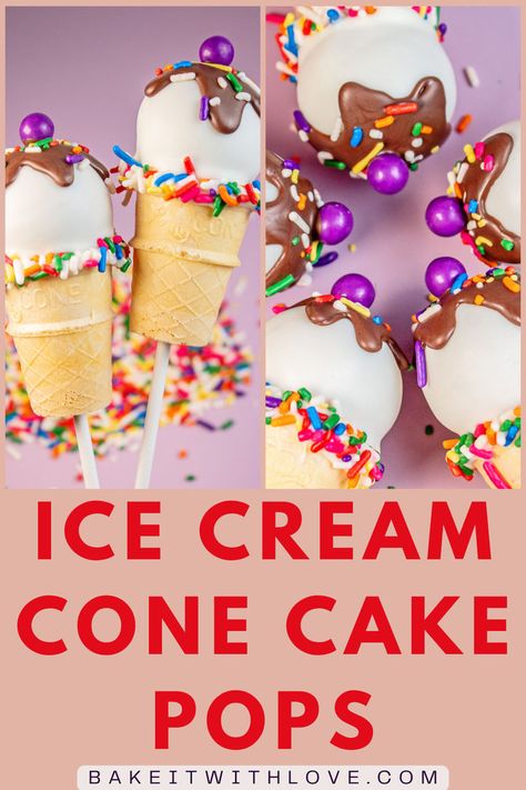 Ice Cream Cone Cake Pops Cake Pop Icing Recipe, Cake Pop Ice Cream Cone, Cake Pop Icing, Cottage Baking, Carnival Themed Cakes, Cone Cake Pops, Ice Cream Cone Cake Pops, Ice Cream Cake Pops, Cone Cake