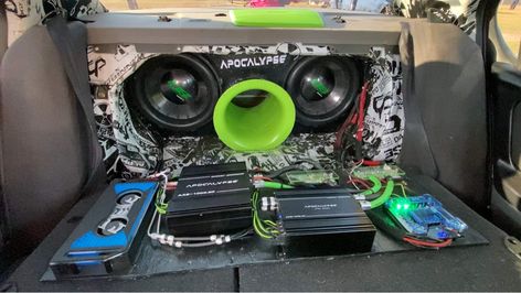 Amp Rack Car Audio Ideas, Car Audio Ideas, Audio Ideas, Car Stereo Systems, Car Amp, Subwoofer Box, Stereo Systems, Car Audio Systems, Music System