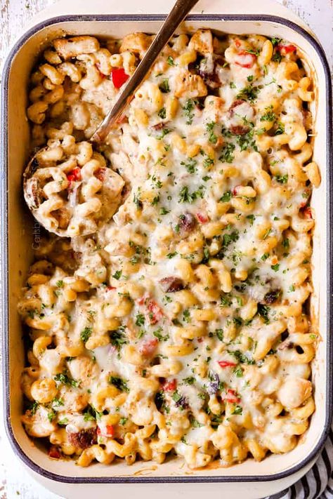 Chicken Brocolli Alfredo, Easy Cajun Chicken Pasta, Alfredo With Sausage, Cajun Chicken Alfredo, Cacciatore Recipes, Chicken Alfredo Bake, Carlsbad Cravings, Chicken Alfredo Pasta, Chicken Pasta Bake