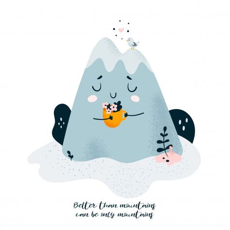 Cute mountain with cup of coffee. letter... | Premium Vector #Freepik #vector #background #coffee #baby #heart Winter Artwork, Mountain Drawing, Mountain Illustration, Planner Art, Baby Illustration, Cute Paintings, Cricut Creations, Painting Class, Baby Design