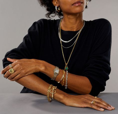 Once and For All: Can You Mix Gold and Silver Jewelry? - WSJ Halo Bracelet, Suit Pin, Malachite Necklace, Latest Jewellery Trends, French Jewelry, Bold Necklace, Jewelry Design Necklace, Latest Jewellery, Gold Collection