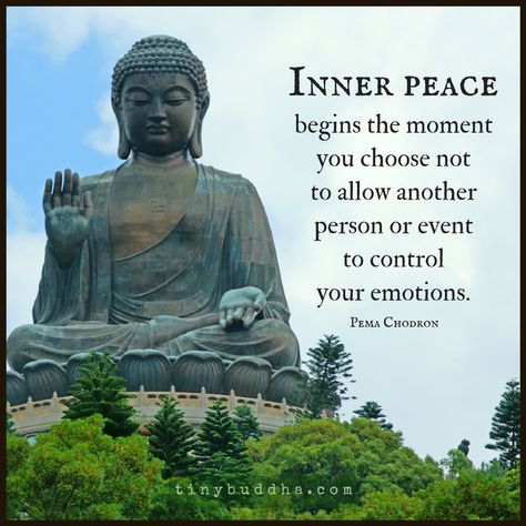 Inner peace begins the moment you choose not to allow another person or event to control your emotions. Bhuddist Quotes Inner Peace, Quotes On Peace, Buddism Quotes, Peace Quote, Pema Chodron, Buddhist Wisdom, Tiny Buddha, Om Shanti, Buddha Quotes Inspirational