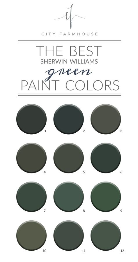 Best Sherwin Williams Green, Sherwin Williams Green Paint Colors, Green Exterior Paints, Sherwin Williams Green, Green Grey Paint, Sherwin Williams Paint, Black Paint Color, City Farmhouse, Pintura Exterior