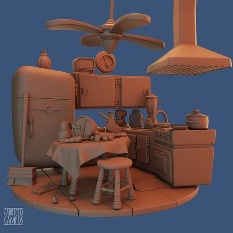 ArtStation - Cartoon Kitchen, Fabricio Campos Cartoon Room, Kitchen Cartoon, 3d Maya, Cartoon Kitchen, Maya Modeling, Ideas For House, Maya Art, 3d Scene, House Cartoon