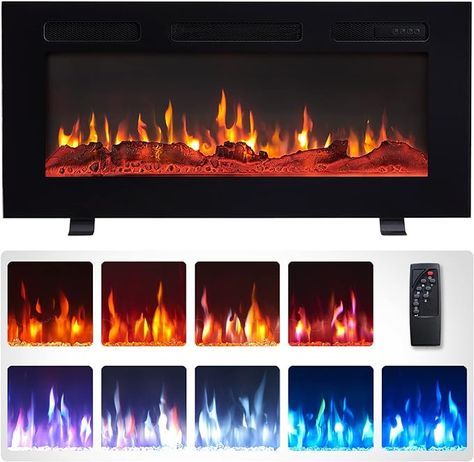 Amazon.com: Efiretric® Grace 36" W 3 in 1 Electric Fireplace (EF449), Freestanding, Wall Mounted, Recessed, 9 Colors Flame Effect, TV Media Wall, Heater 750W/1500W, Remote Control : Home & Kitchen Tv Above The Fireplace, Bed Options, Media Fireplace, Freestanding Wall, Electric Fireplace With Mantel, Wall Mounted Electric Fireplace, Mounted Electric Fireplace, Electric Fireplace Wall, Linear Fireplace