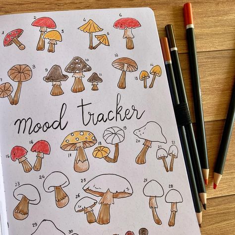 Mushrooms mood tracker 🍄🍄🍄 #mushrooms #bujo #bulletjournal #moodtracker #bujomoodtracker #bujoseptember #instabujo #bujodoodles #artistoninstagram #bujoideas #bujoinspiration #bujolove #bujocommunity Mushroom Bujo, Mushroom Bullet Journal, Bujo Doodles, Bujo Inspiration, Mood Tracker, Bullet Journaling, Bullet Journal Inspiration, Journal Inspiration, Bullet Journal