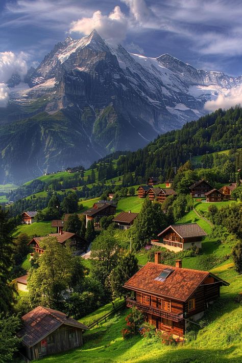 Breathtaking beauty of Grindelwald. Swiss Alps Villages, Beauty Of Switzerland, Swiss Village Alps Switzerland, Swiss National Park, The Swiss Alps, House In The Alps, Grindelwald Switzerland Summer, Interlaken Switzerland Photography, Switzerland Nature Landscapes