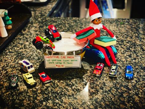 Christmas car wash Elf On The Shelf Car Wash, Elf Car Wash, Car Wash Ideas, Elf On A Shelf, Elf Ideas, Christmas Car, Shelf Ideas, A Shelf, On The Shelf