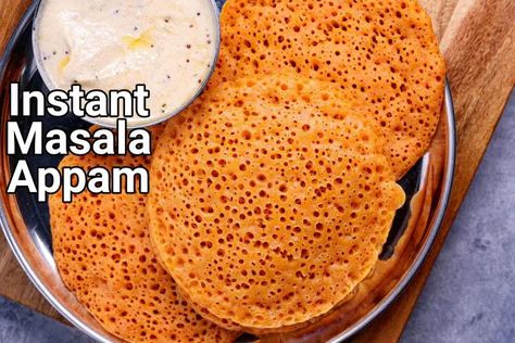 Instant Masala Rava Appam Recipe | Healthy No Oil Breakfast Recipe South Indian Dosa Recipe, Indian Dosa Recipe, Dosa Varieties, Indian Dosa, Instant Dosa Recipe, Dosa Recipes, Instant Breakfast Recipe, Appam Recipe, Instant Breakfast