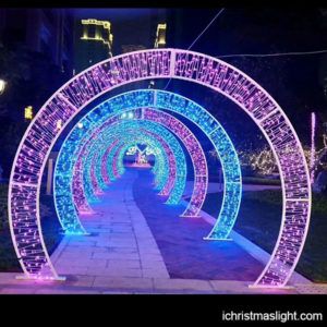 Christmas arch lights for park decoration | iChristmasLight Christmas Lights Arch, Outdoor Christmas Arch, Outdoor Snowflake Lights, Led Arch, Exterior Christmas Lights, Christmas Arch, Arch Light, Event Entrance, Arch Ideas