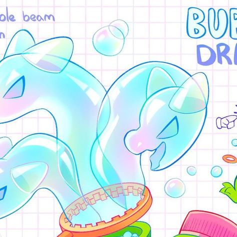 Morgan 🇨🇦🏳️‍🌈🏳️‍⚧️ on Instagram: "OTA | Bubble Dragon 🫧 WHICH COLOR SCHEME WORKS BEST???????  A curious Hydra, its body is a Bottle of Bubble solution, with heads coming from the bubble wand! It can have any number of heads, but with a few POPS and its back to no heads! Shoots an impressive bubble beam, but needs to be careful not to run out of bubble solution!  🫧 THIS DESIGN IS UP FOR OFFERS! 🫧 Offer USD > Merch from this wishlist > Characters + Art! By bidding on my work, you agree To my terms of service ! Bidders must exercise good sportsmanship, no rudeness or harassment will be tolerated!" Bubble Character Design, Bubble Character, Bubble Dragon, Good Sportsmanship, Bubble Solution, Reference Ideas, Bubble Wand, Bubble Style, Bubble Wands