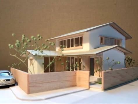 Mini Models Architecture, Mini Model House, Architecture Model Making Ideas, Model Making Architecture, Mini House Model, Maquette Architecture, Japanese Modern House, Architecture Blueprints, Japanese Home Design