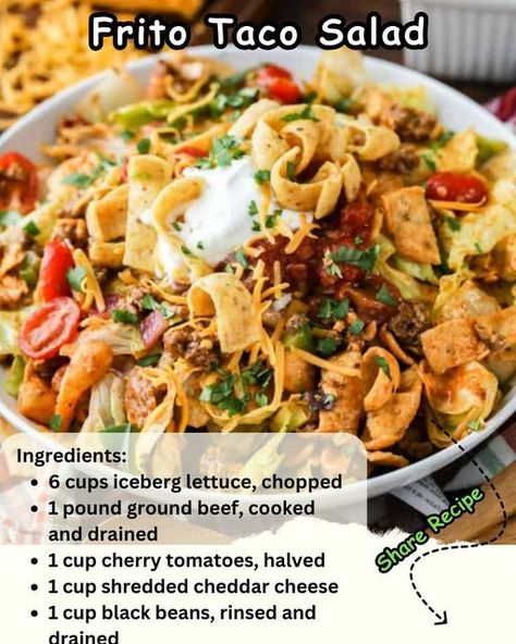 Frito Bowl, Fritos Taco Bowls, Frito Taco Salad, Taco Salad Ingredients, Dinner Board, Easy Peasy Recipes, Taco Bowls, Mexican Dinner, Quesadilla Recipes