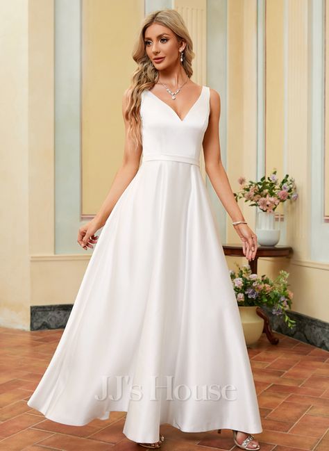 Wedding Dress Big Bust, Dress Simple Elegant, Civil Wedding Dresses, Chiffon Wedding Dress, Minimalist Dresses, Satin Wedding Dress, Satin Wedding, White Dresses, Little White Dresses