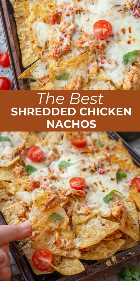 Mexican Chicken Nachos Recipe, Chicken Nachos Recipe Crock Pot, Easy Chicken Nachos Sheet Pan, Sheet Pan Chicken Nachos Recipe, Best Chicken Nachos Recipe, Nachos Chicken Recipe, Grilled Chicken Nachos Recipe, Shredded Chicken Nachos Recipe Easy, Sheet Pan Nachos Chicken