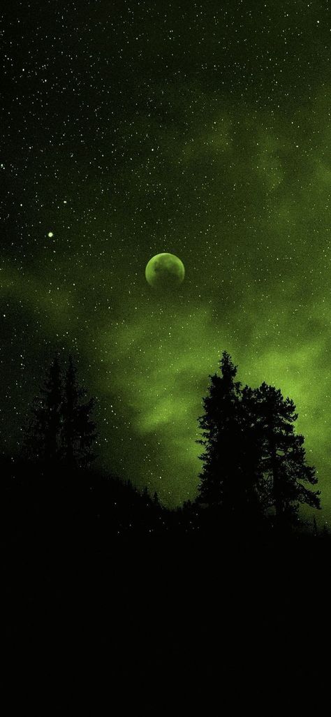 Green Galaxy Painting, Green Moon Aesthetic, Green Widget, Fantastic Wallpapers, Green Galaxy, Green Moon, Green Magic, Slytherin Aesthetic, Allah Wallpaper