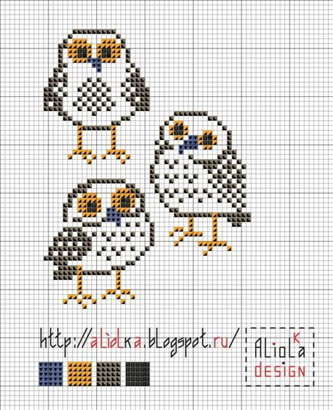 Mochila Pattern, Virkning Diagram, Cross Stitch Owl, Owl Cross Stitch, Tiny Cross Stitch, Cross Stitch Bird, Mini Cross Stitch, Cross Stitch Cards, Cross Stitch Animals