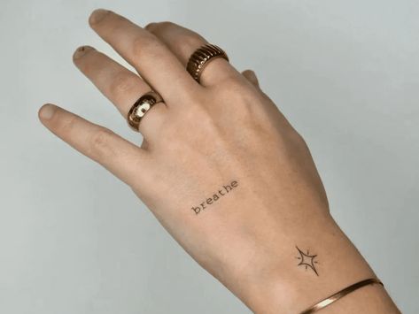 32 Small Wrist Tattoos That Speak Volumes — Byrdie Front Of Wrist Tattoo, Inner Wrist Tattoo, Inner Wrist Tattoos, Small Wrist Tattoos, Wrist Tattoo, Wrist Tattoos, Open Space, Tattoo Ideas, Tattoos