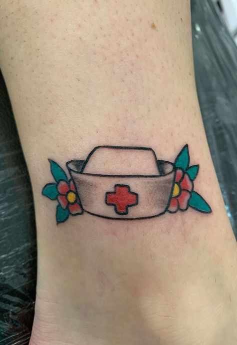 Tattoo uploaded by Jeff Chica • Little nurse hat 10 year anniversary of being a nurse • Tattoodo Being A Nurse, Nurse Hat, 10 Year Anniversary, Year Anniversary, Ink Tattoo, Tattoos