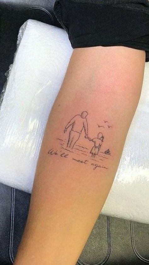 Tattoo Ideas For Fathers, Tattoo Sentences, Dad Daughter Tattoo, Daughter Tattoo Ideas, Daughter And Father Tattoo, Grandparents Tattoo, Fathers And Daughters, Tattoos For Dad Memorial