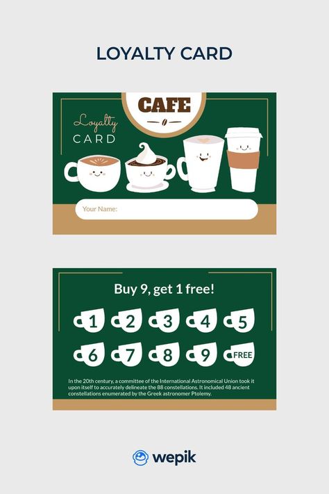 Gift the 10th coffee with this loyalty card. Pick this template and customize it for free with our online editor. Sign up to download your design. Try it! Cafe Loyalty Card Design, Cafe Card Design, Coffee Loyalty Card Design, Green Coffee Shop, Coffee Loyalty Card, Gym Ads, Loyalty Card Coffee, Loyalty Card Design, Coffee Gift Card