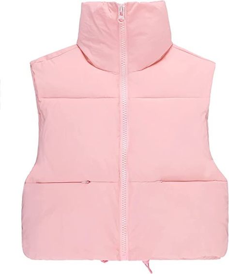 Light pink puffer vest, cropped the perfect length. Style with ear muffs and ugg boots for a classic cozy look. Tan Puffer Vest, Mens Wool Overcoat, Puffer Vest Women, Cropped Puffer Vest, Bubble Vest, Plaid Trench Coat, Brown Puffer, Outfits Unique, Fall Vest