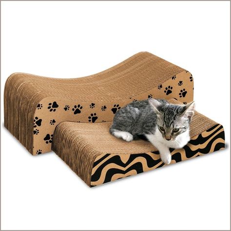 YAY Pets Cat Scratcher (2 in 1) - Cardboard Scratch Pad - Cardboard Cat Scratcher - Cat Cardboard Cat, Cardboard Cat Scratcher, Cardboard Design, Cat Lounge, Cat Scratchers, Cat Perch, Paw Print Design, Cat Scratch, Indoor Cats