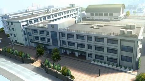 Japanese School Architecture, Japanese School Layout Bloxburg, Japanese School Layout, Japanese Highschool, Japanese Elementary School, Circus Aesthetic, School Building Design, Japanese High School, Episode Interactive Backgrounds