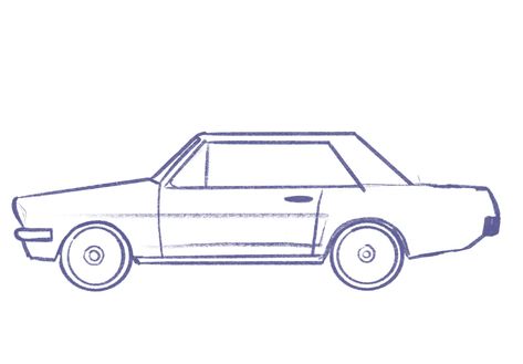 Easy Car Sketch, Car Simple Drawing, Car Easy Drawing, Simple Car Drawing, Drawing Training, Car Drawing Easy, Car Outline, Draw A Car, Cars Drawing