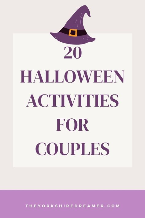 If you are looking for at-home Halloween activities for adults, this blog post is for you! This blog post features 10 spooky and fun activities you can do with your partner or friends! Cute Halloween Activities For Couples, Halloween Couples Activities, Spooky Activities For Adults, Halloween Couple Activities At Home, Couples Halloween Activities, Halloween Couple Activities, Couple Halloween Activities, Adult Halloween Activities, Halloween Activities For Couples