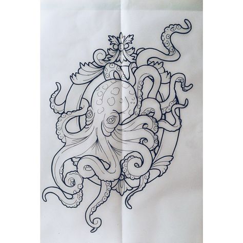 Octopus Tattoo Design Sketches, Clothes Customisation, Octopus Outline, Aaa Tattoo, Octopus Sketch, Octopus Tattoo Sleeve, Today Tattoo, Berlin Tattoo, Whimsical Tattoos