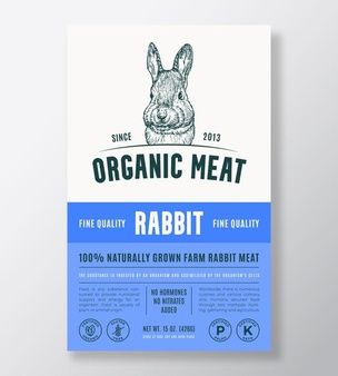 Rabbit Meat Packaging, Science Packaging, Leaflet Ideas, Farm Packaging, Food Label Design, Fish Packaging, Rabbit Meat, Vegetable Packaging, Organic Packaging